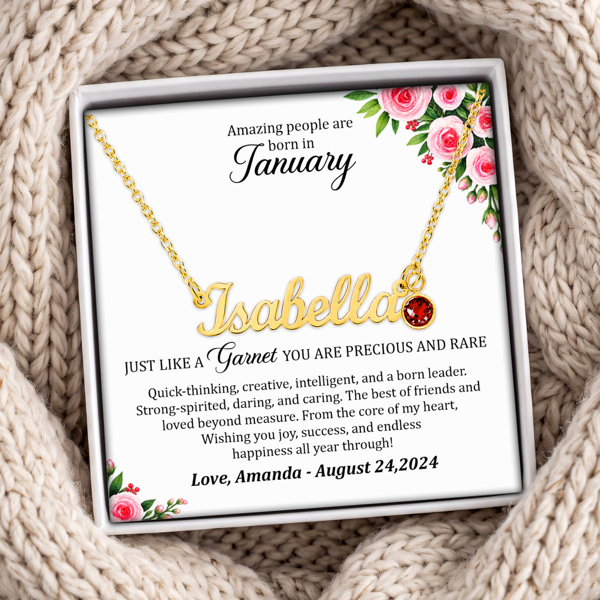 Personalized Name And Birthstone Necklace