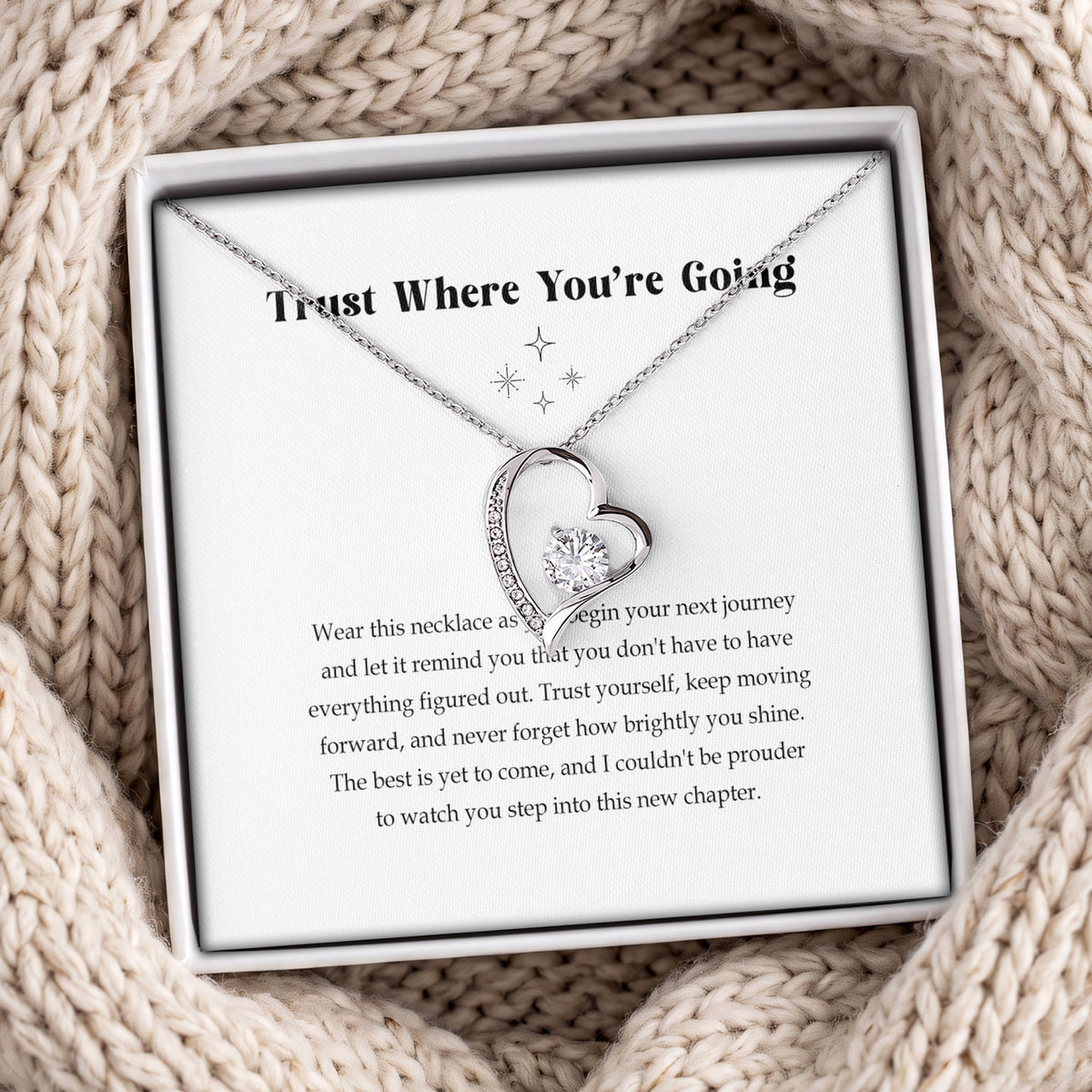 \"Trust Where You're Going\" Heart Pendant Necklace – Moving Away Keepsake