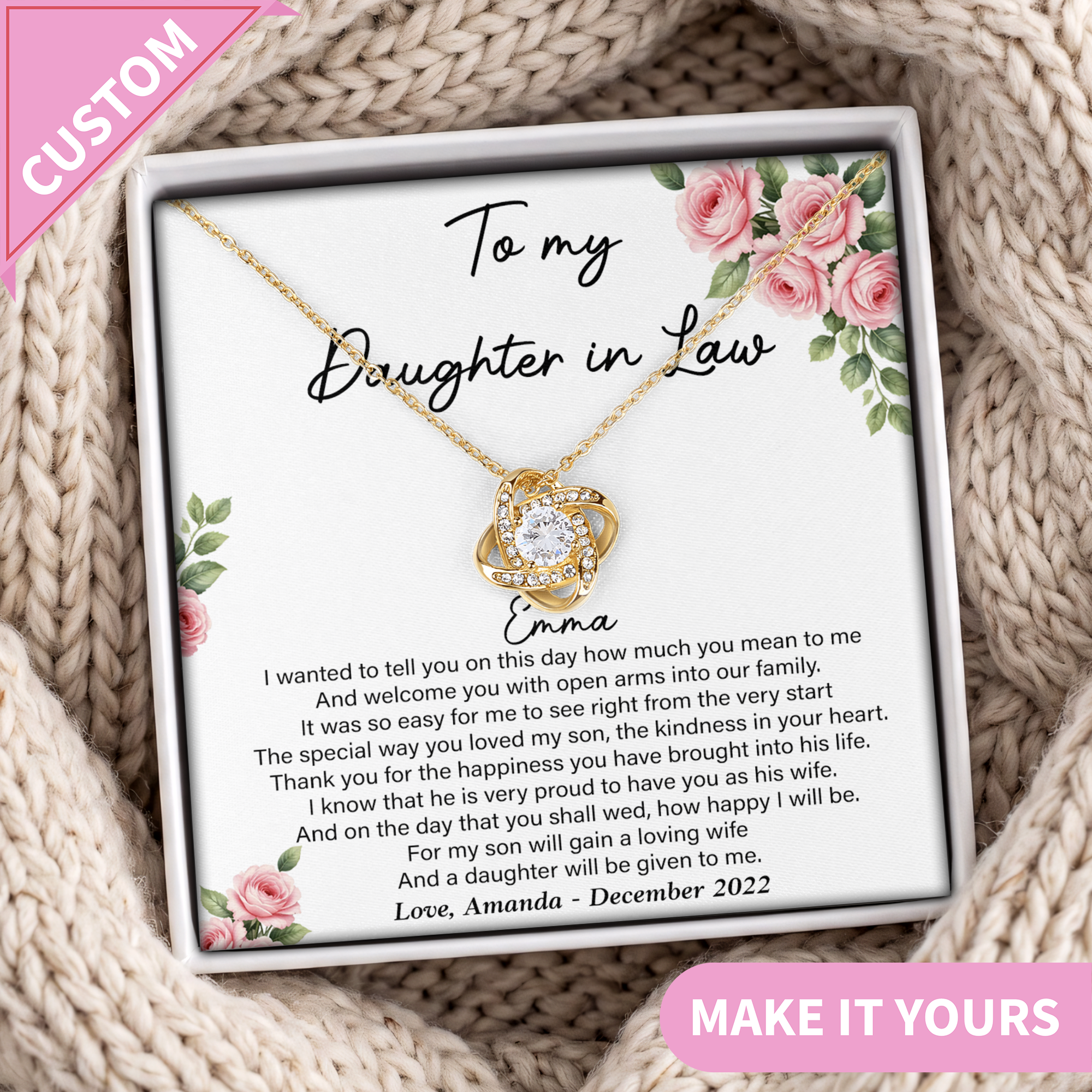 Personalized To My Daughter In Law Jewelry