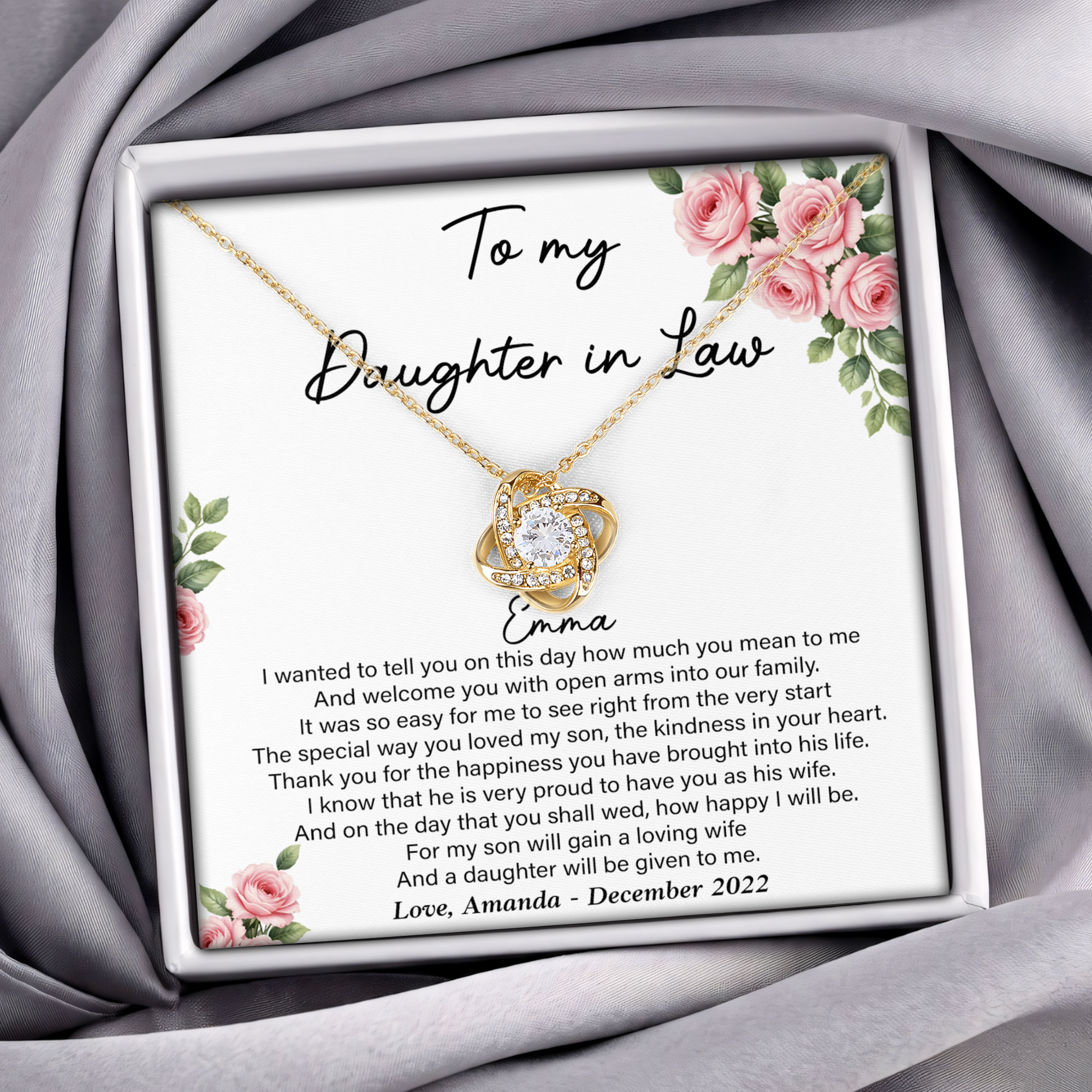 Personalized To My Daughter In Law Jewelry