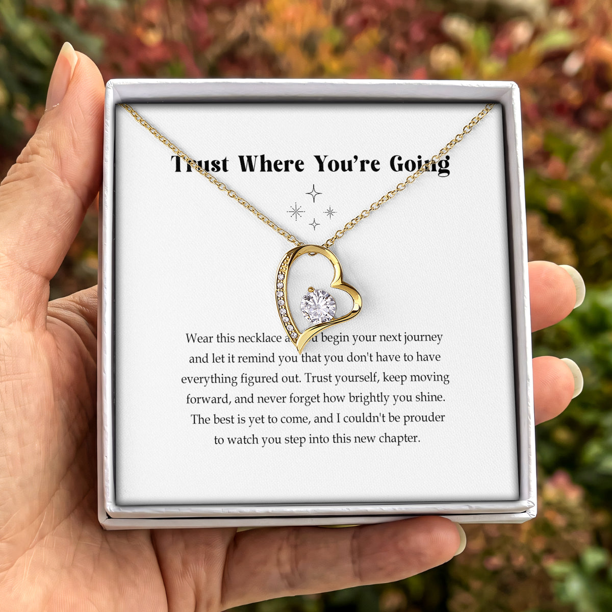 \"Trust Where You're Going\" Heart Pendant Necklace – Moving Away Keepsake