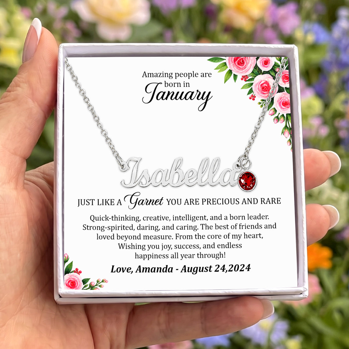 Personalized Name And Birthstone Necklace