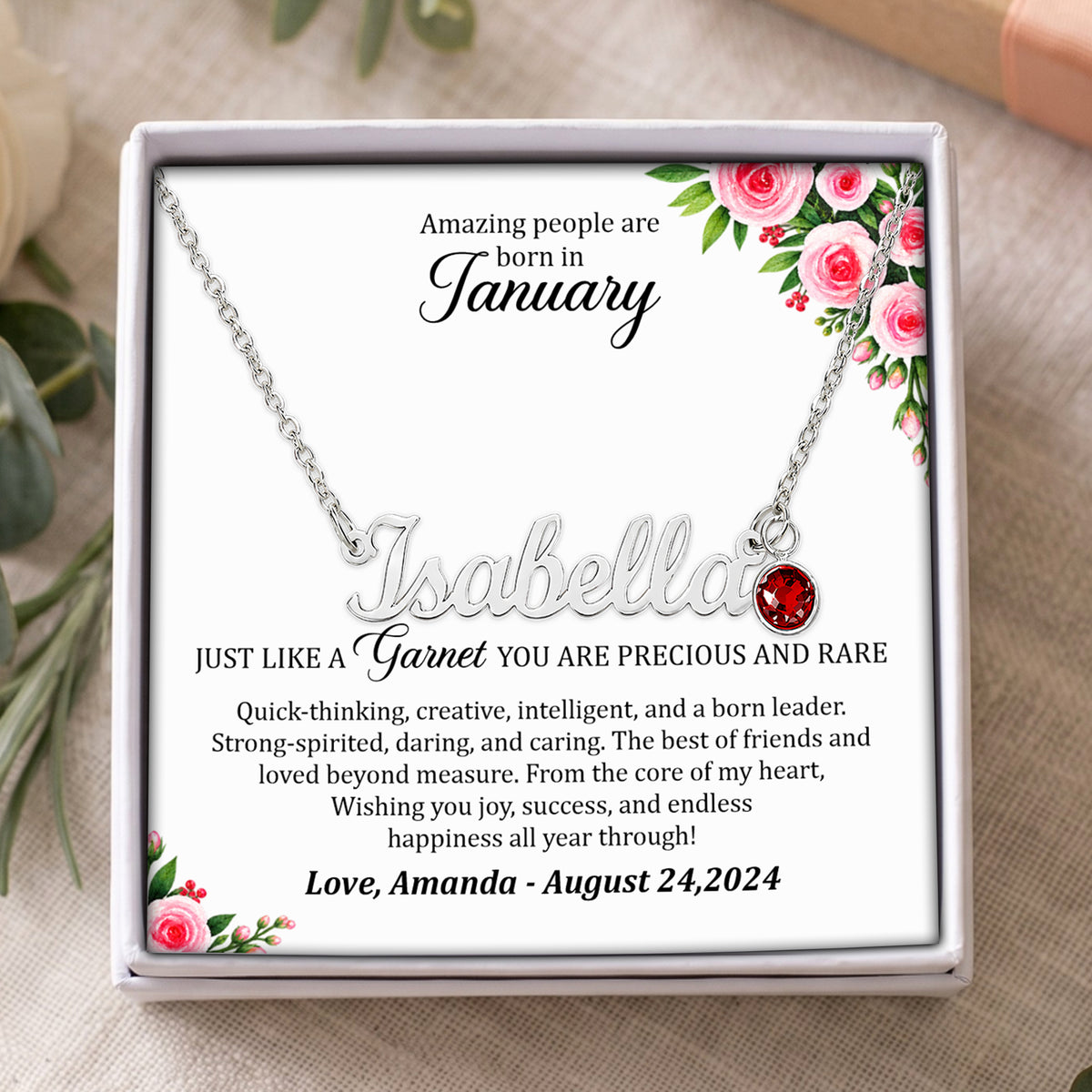 Personalized Name And Birthstone Necklace