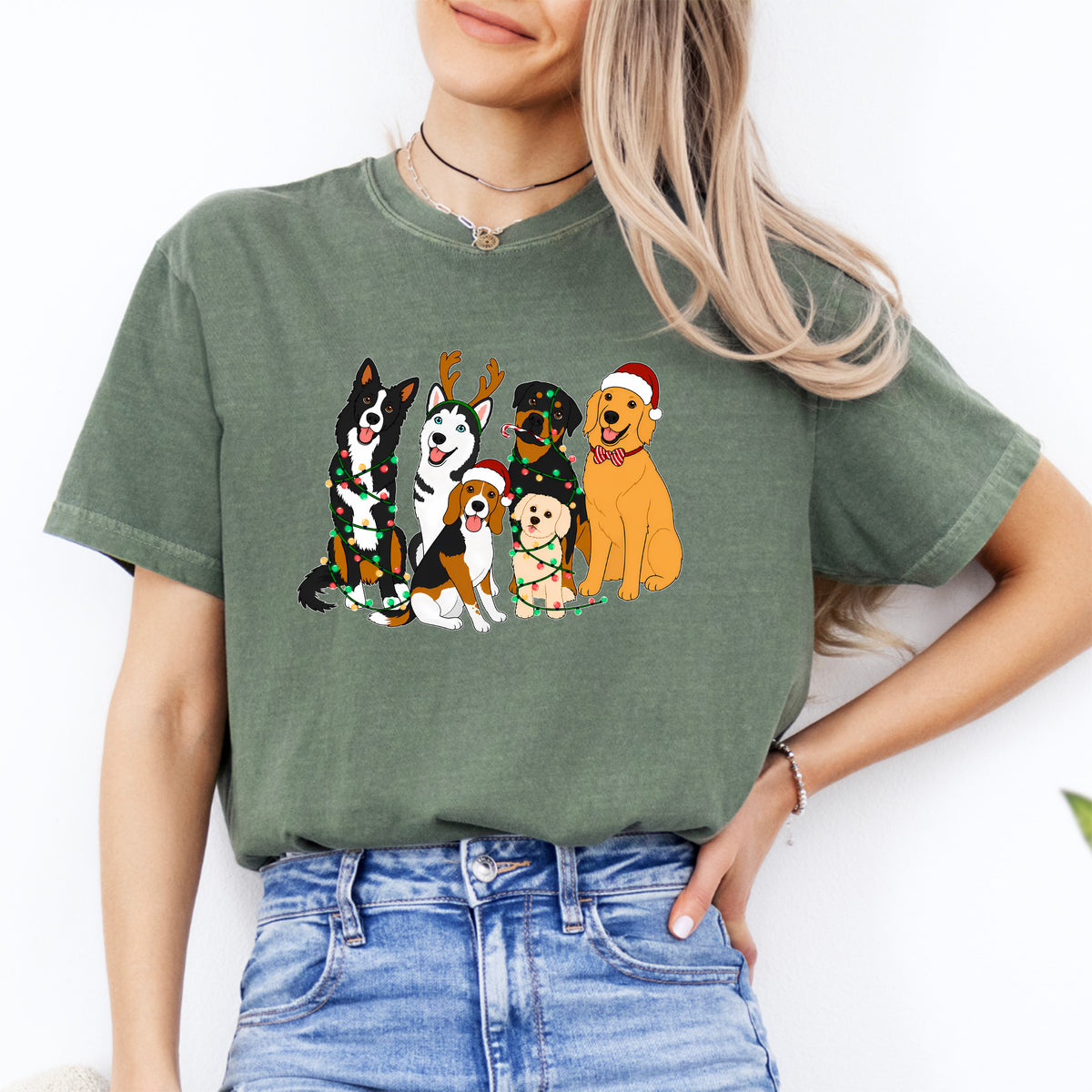 Camiseta de perros navideños adorables