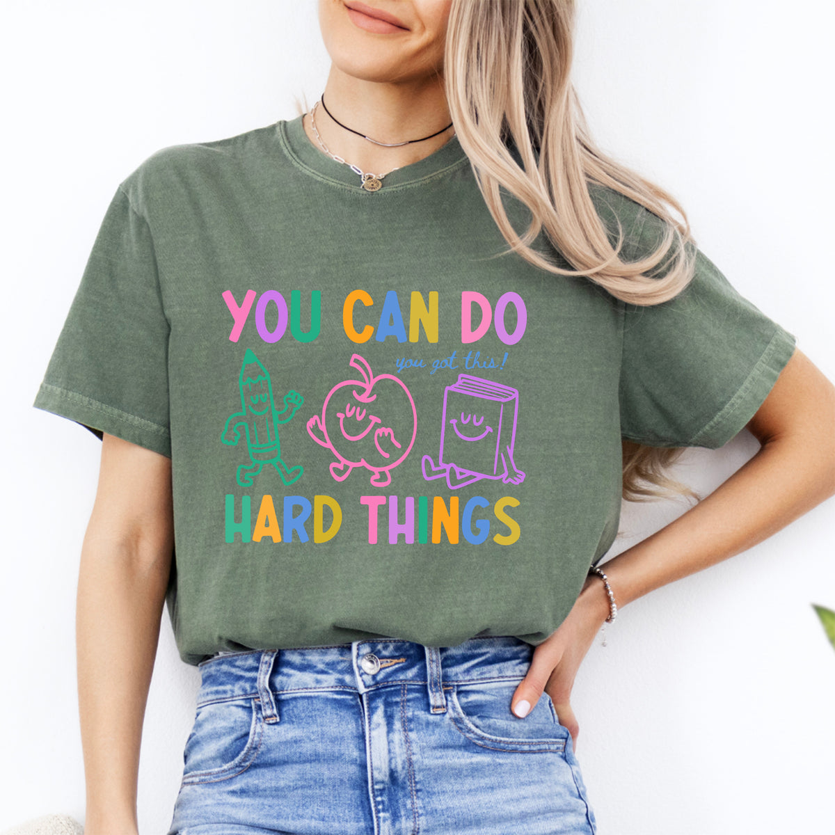 T-shirt graphique d'encouragement pour enseignante - « Tu peux surmonter les difficultés - Tu vas y arriver ! »