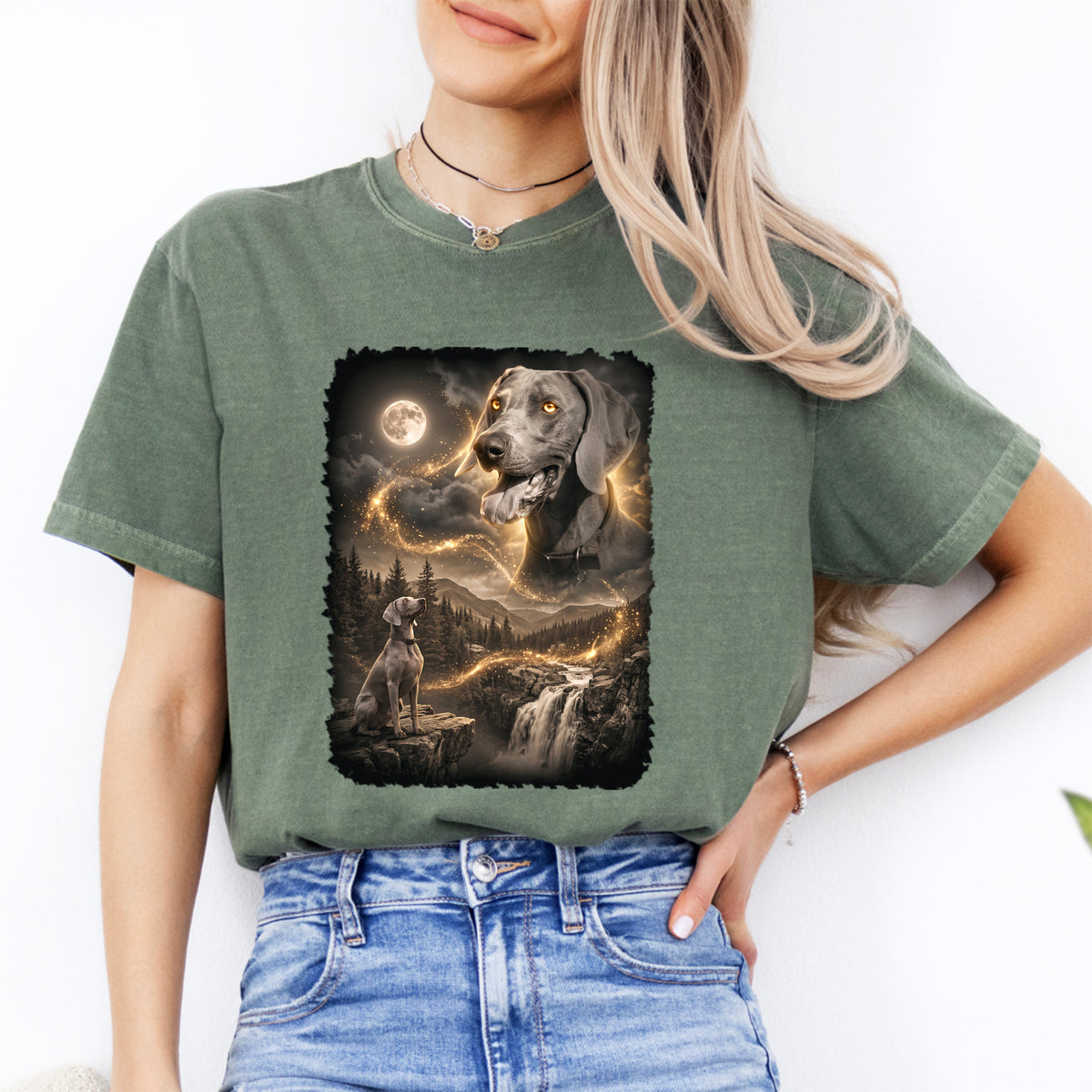 T-shirt personnalisé pour animal de compagnie « Chien hurlant à la lune »