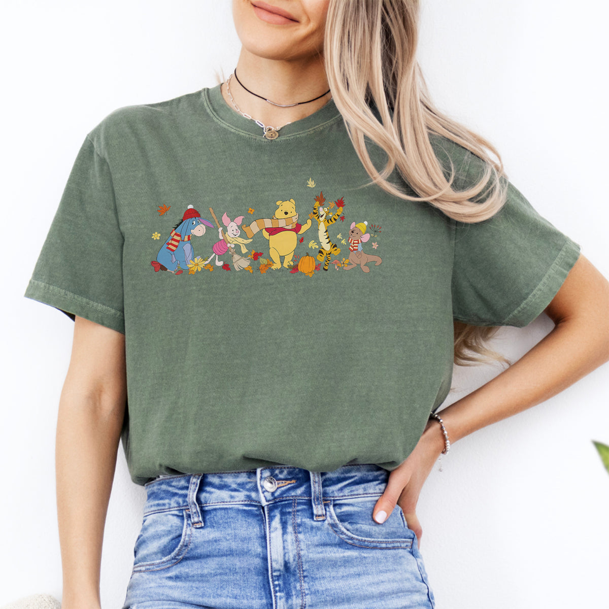 T-shirt graphique rétro Winnie l'Ourson, ambiance automnale