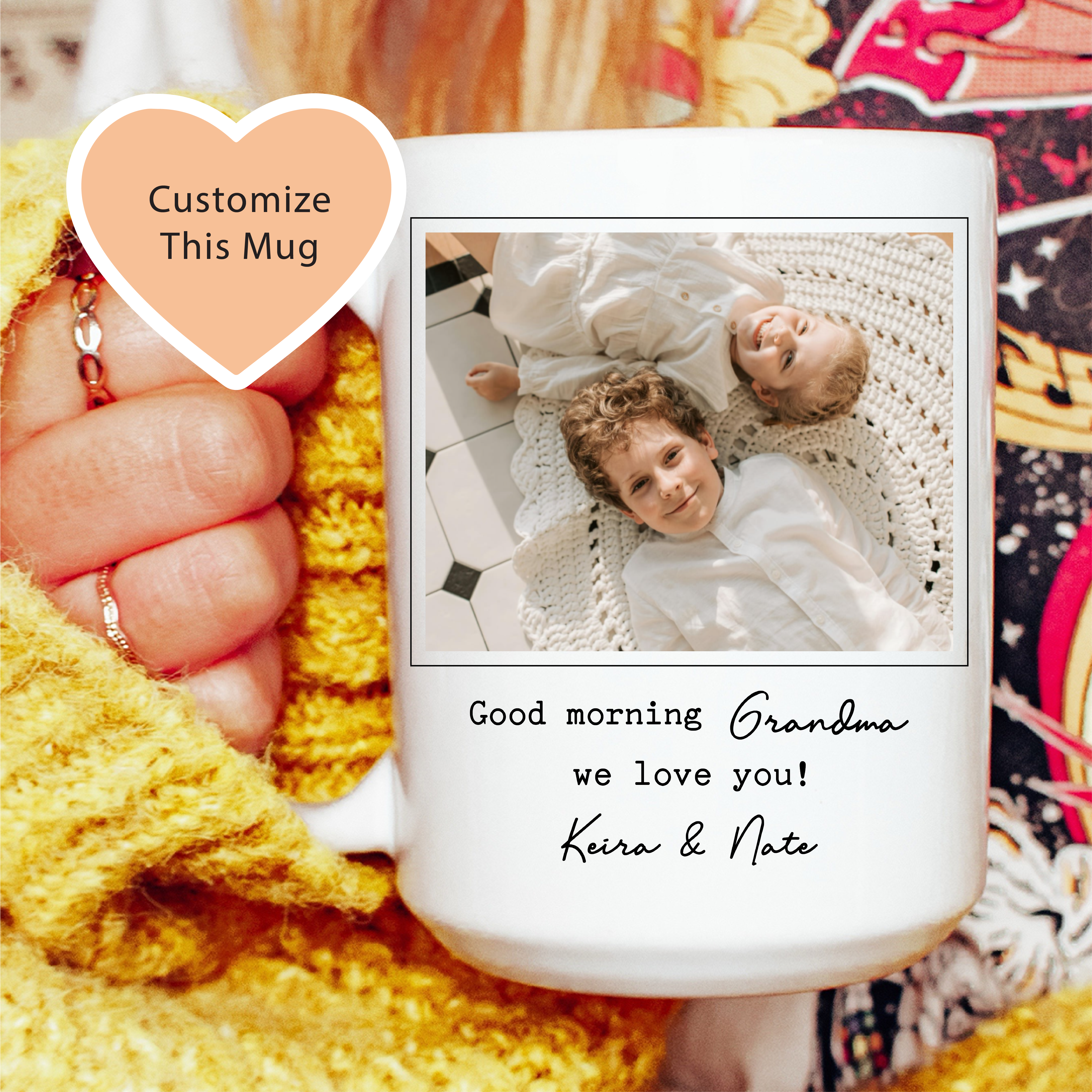 Personalized Grandkids Photo And Message Mug For Grandma