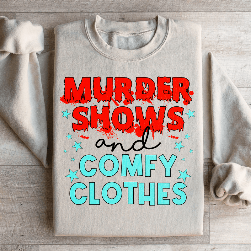 Murder Shows And Comfy Clothes Sweatshirt Sand / S Peachy Sunday T-Shirt