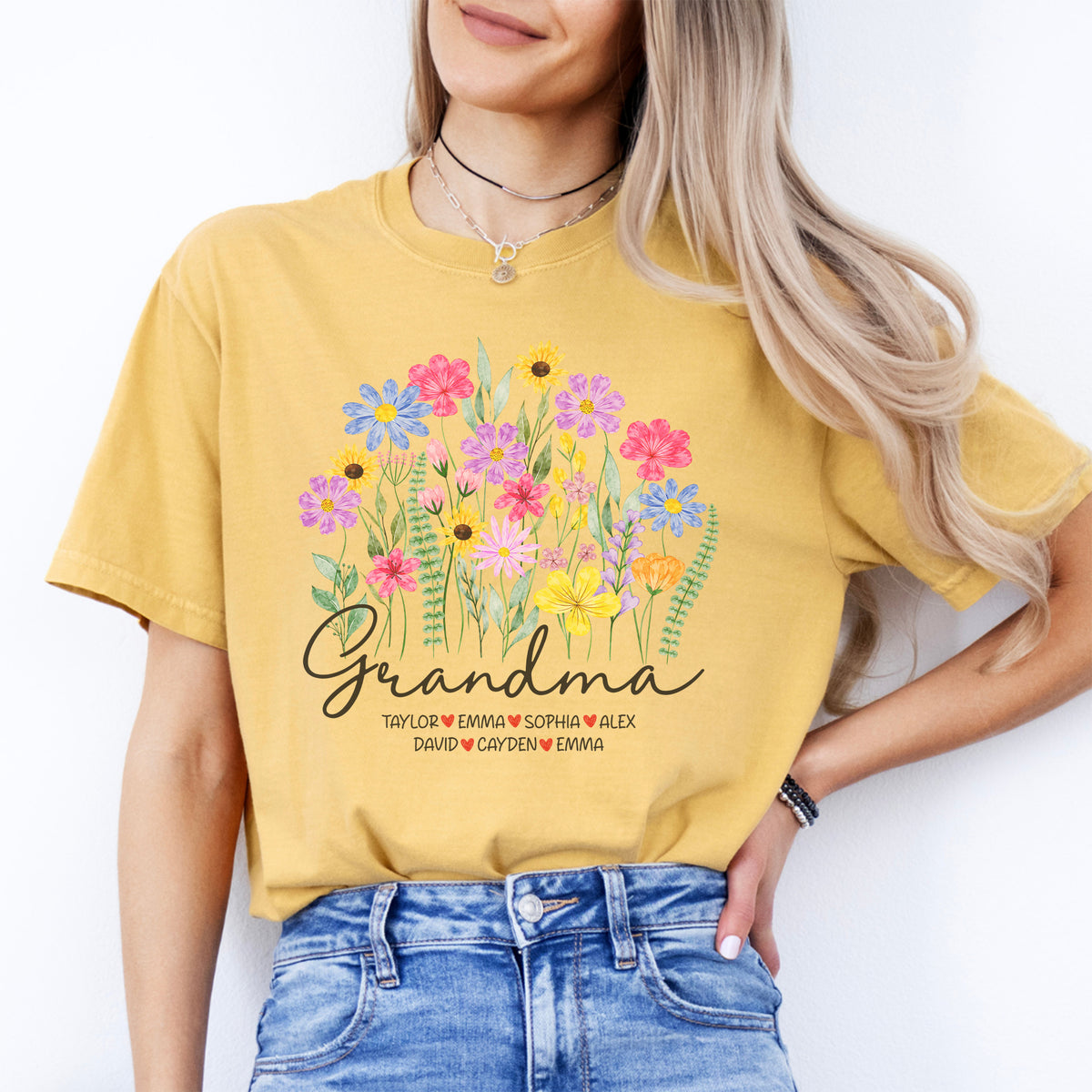 T-shirt floral personnalisé pour grand-mère