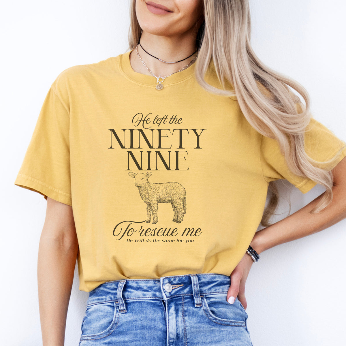 Camiseta gráfica de fe cristiana - Camiseta «HE LEFT THE NINETY NINE»
