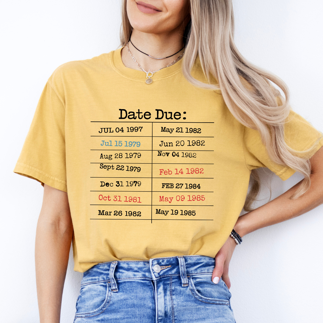 Retro Library Due Date Tee