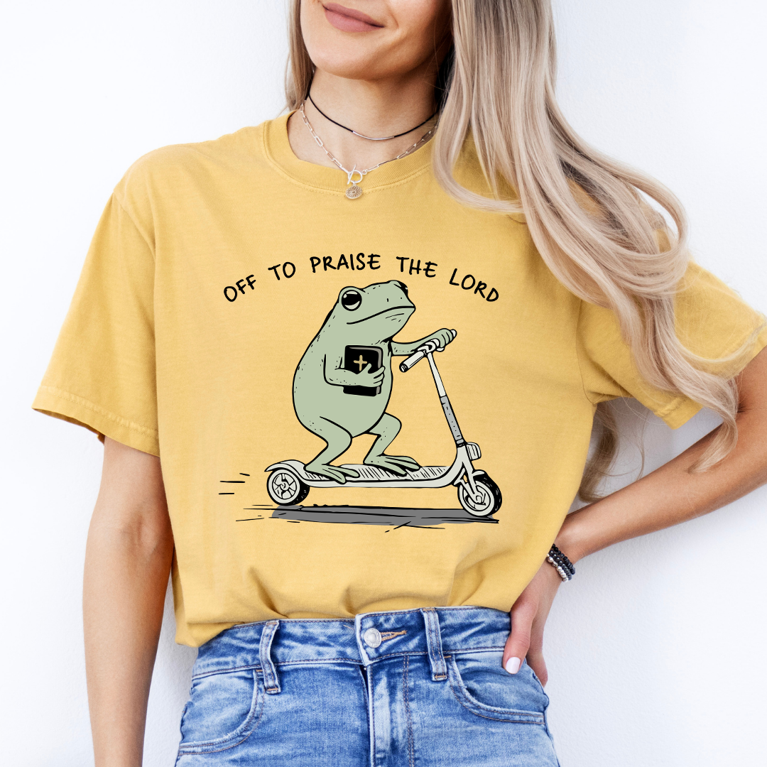 Off to Praise The Lord Frog T-Shirt