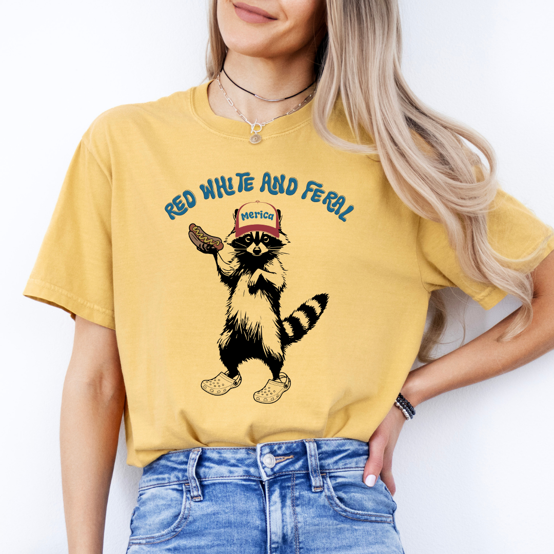 Red Whte And Feral Tee