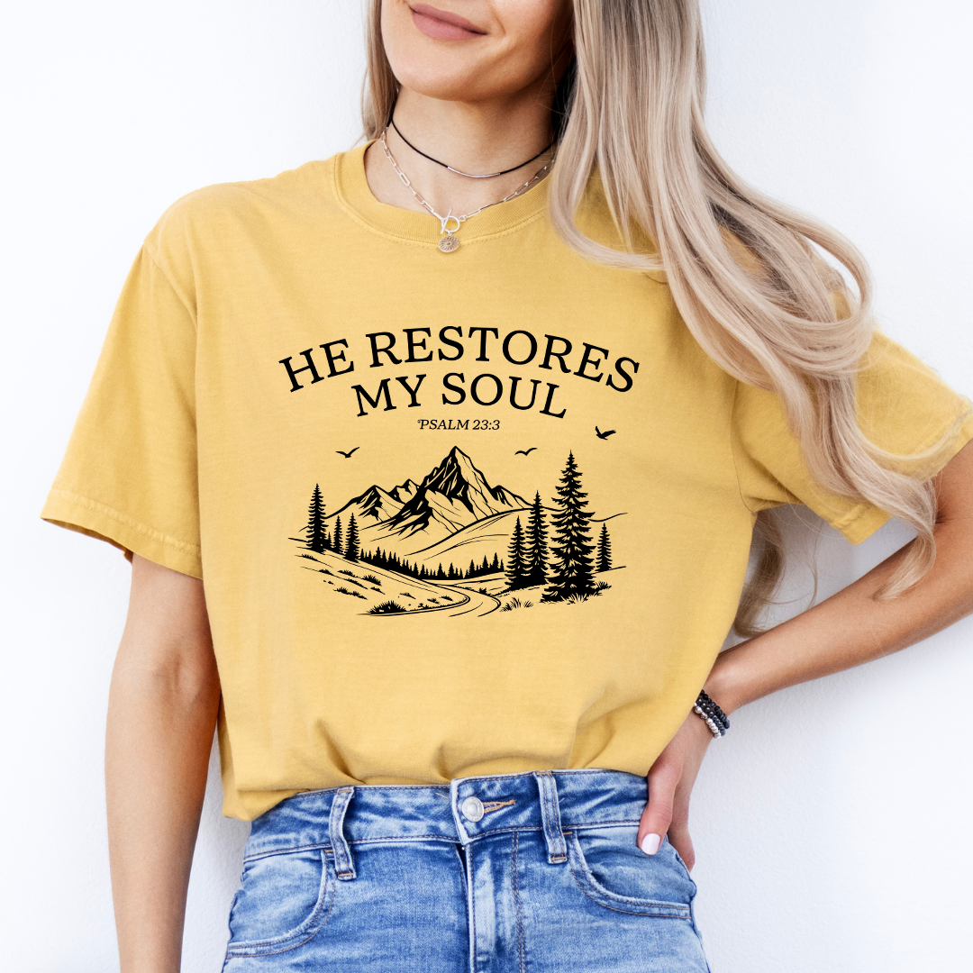 He Restores My Soul Christian Tee