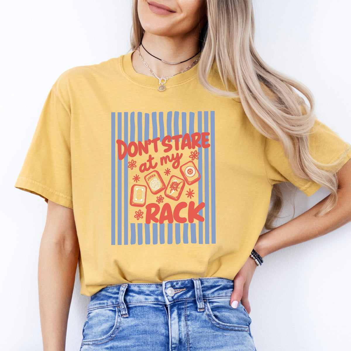 T-shirt rayé personnalisé avec dictons sur le mah-jong