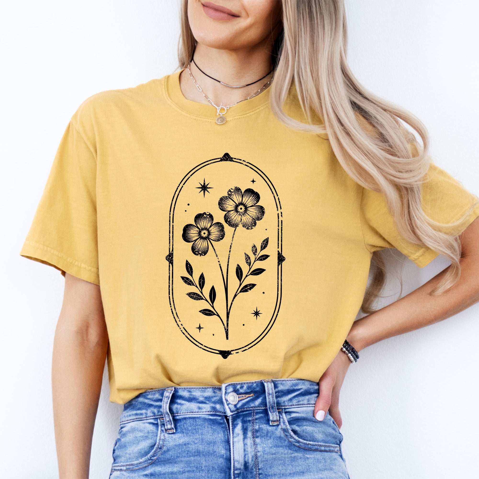 Vintage Linocut Flower Tee