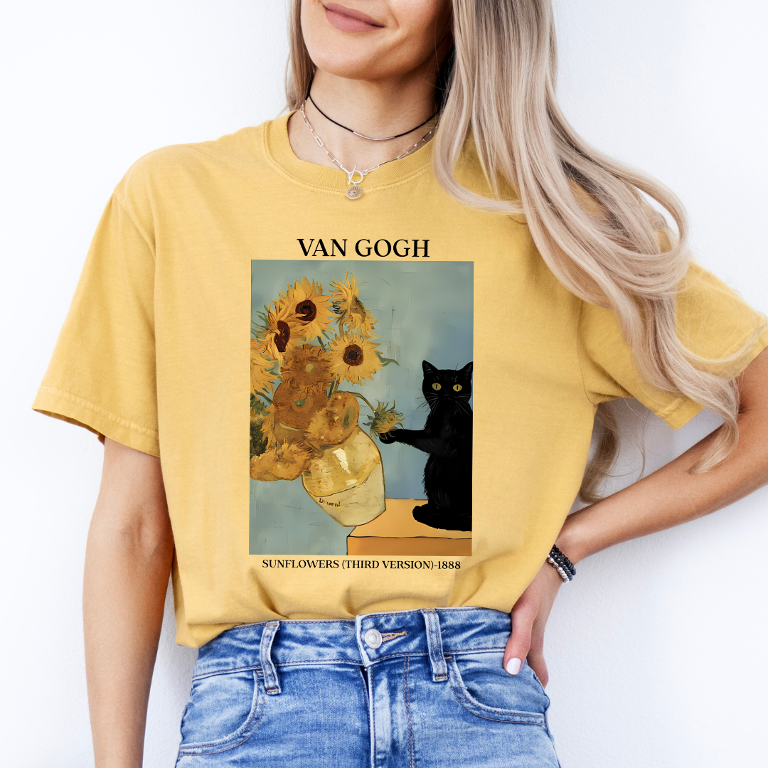 Van Gogh Irises Cat Tee