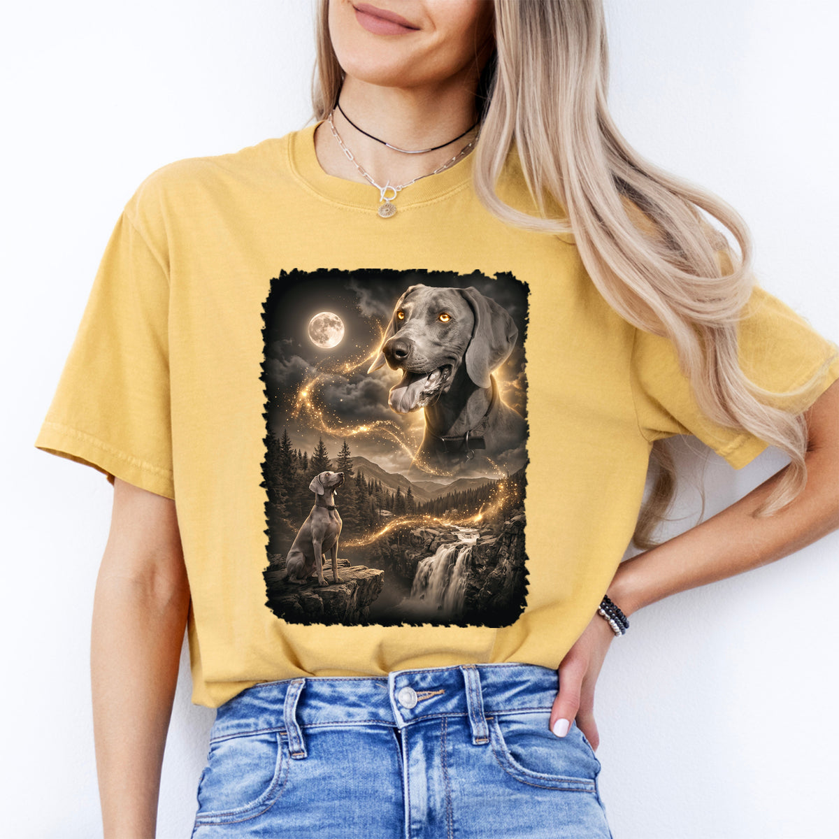 T-shirt personnalisé pour animal de compagnie « Chien hurlant à la lune »