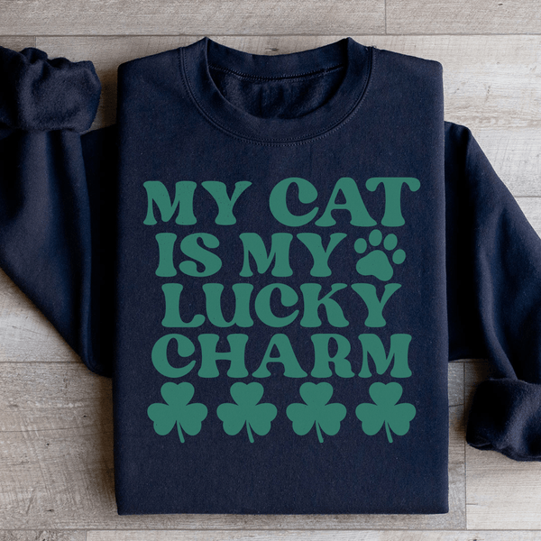 My Cat Is My Lucky Charm Sweatshirt Black / S Peachy Sunday T-Shirt