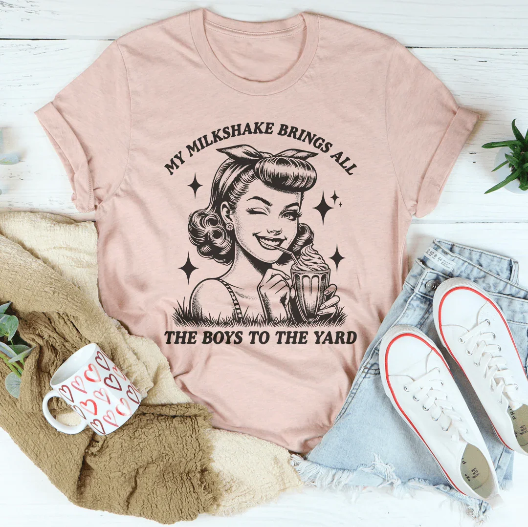 My Milkshake Brings All The Boys To The Yard Tee Heather Prism Peach / S Peachy Sunday T-Shirt