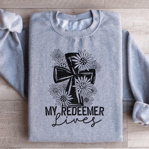 My Redeemer Lives Sweatshirt Sport Grey / S Peachy Sunday T-Shirt