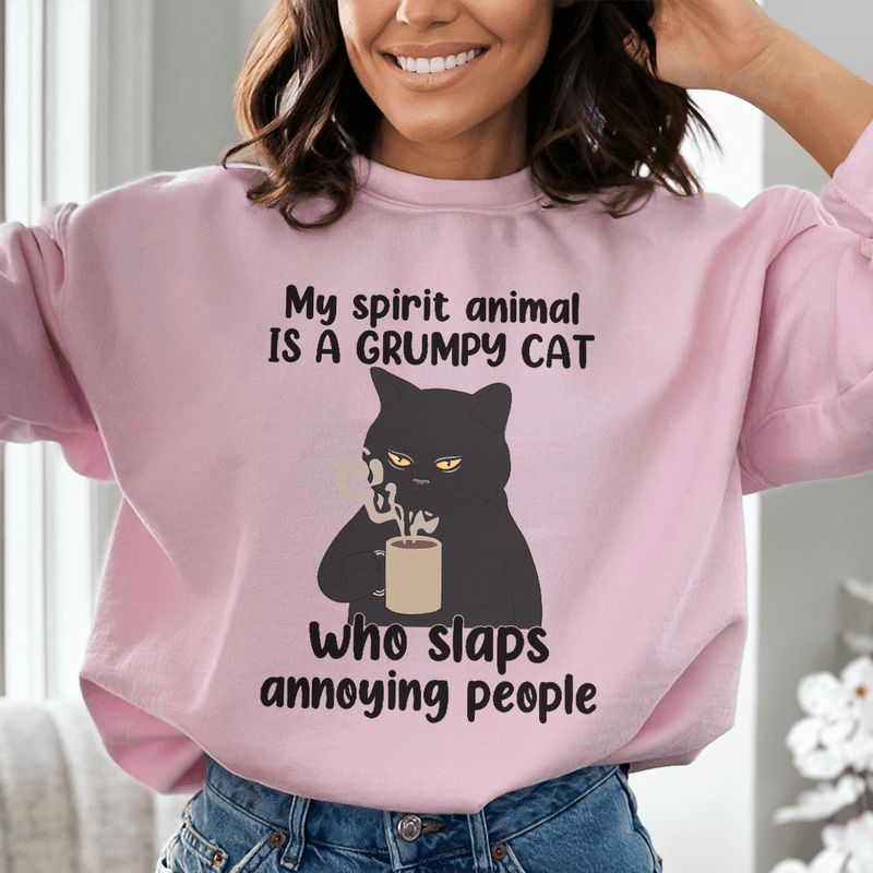 My Spirit Animal Is A Grumpy Cat Sweatshirt Light Pink / S Peachy Sunday T-Shirt