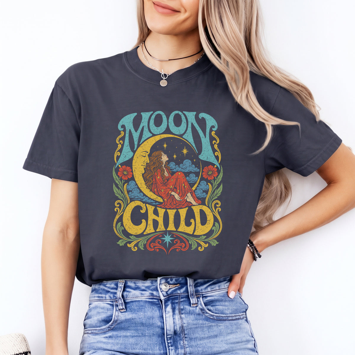 "Moon Child" – Retro 70s Celestial Graphic Top