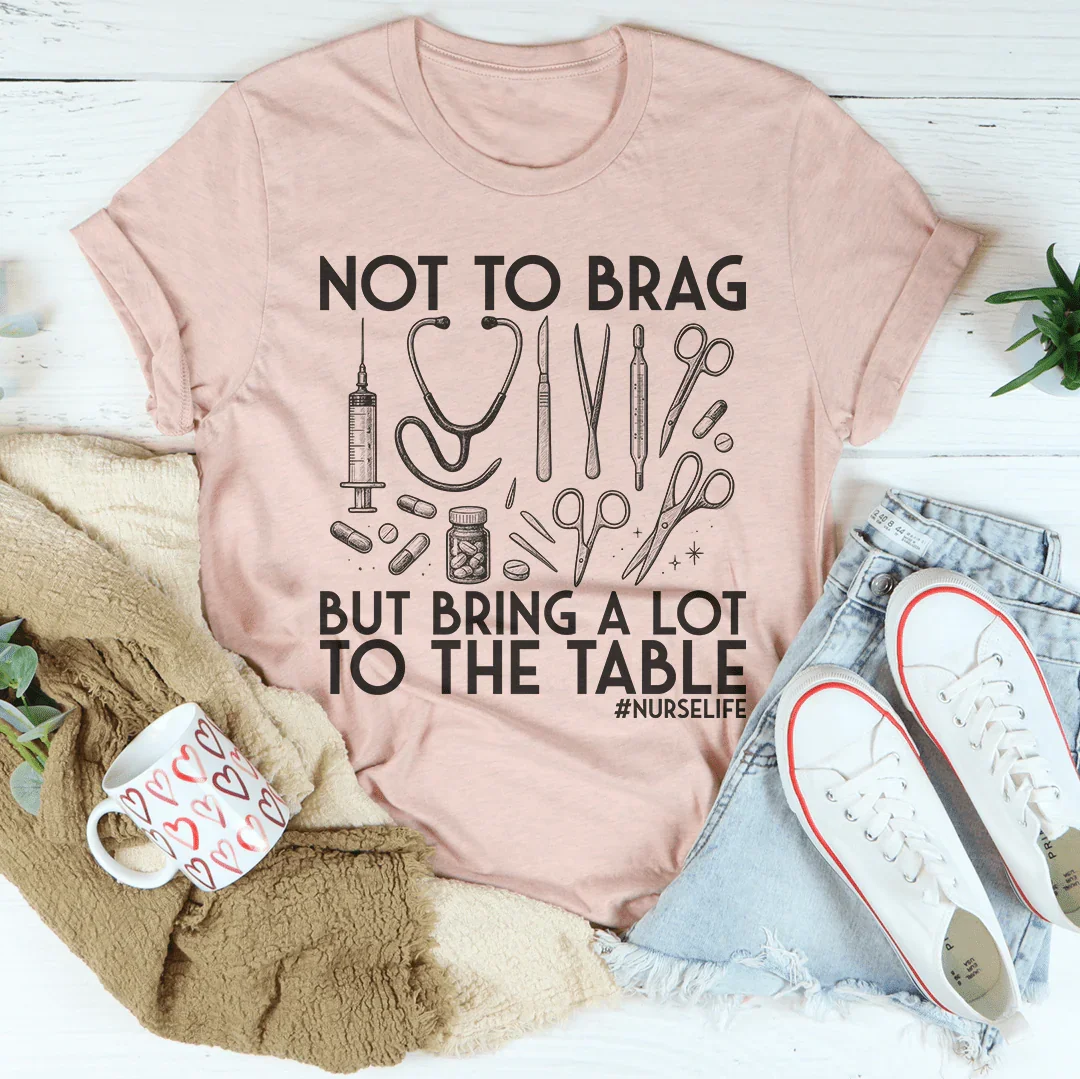 Not To Brag But Bring A Lot To The Table Tee Heather Prism Peach / S Peachy Sunday T-Shirt