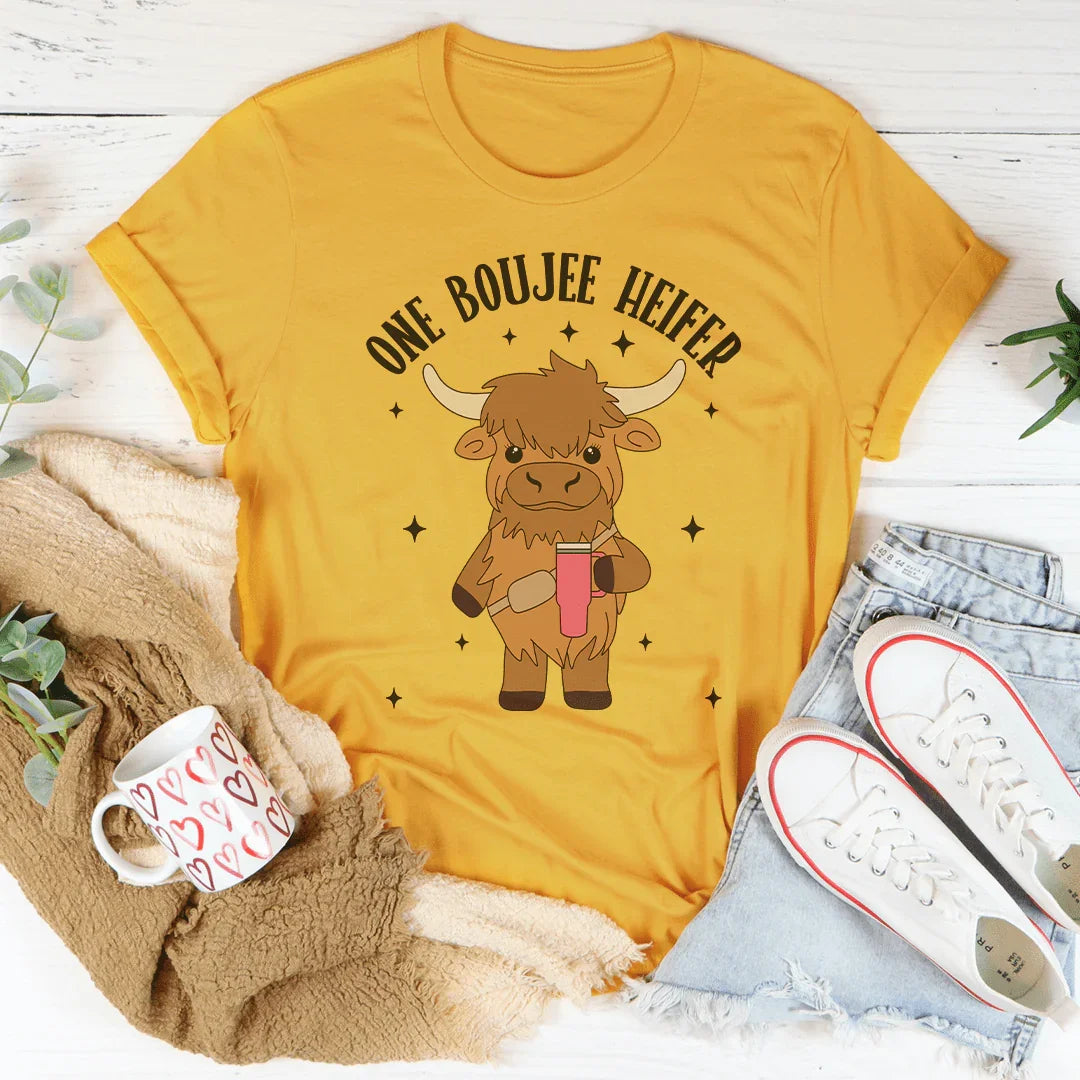 One Boujee Heifer Tee Mustard / S Peachy Sunday T-Shirt