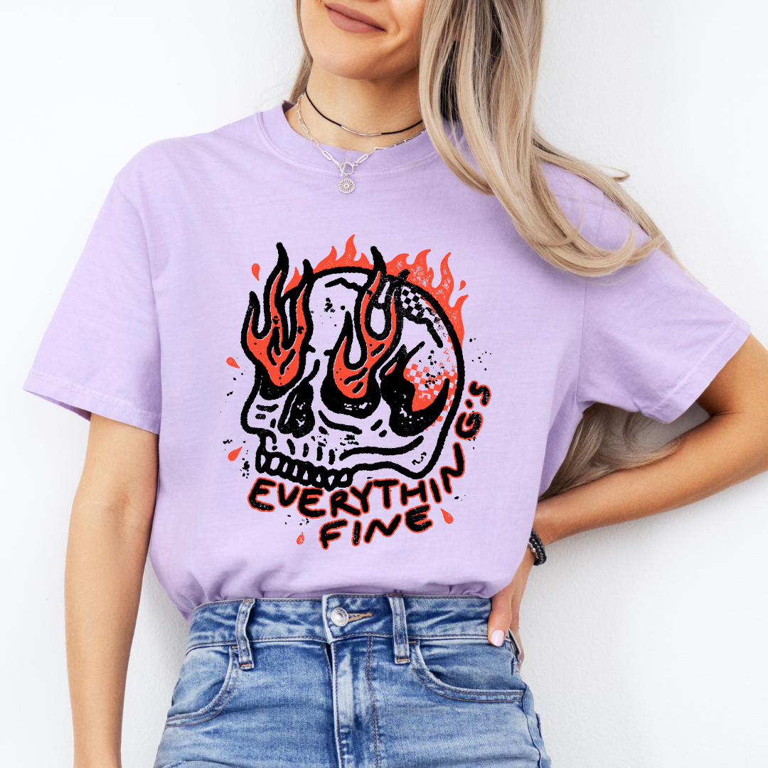 Everything Is Fine Skull Tank Top Tee