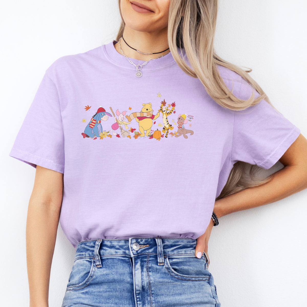 T-shirt graphique rétro Winnie l'Ourson, ambiance automnale