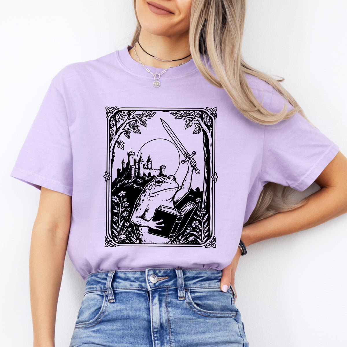 "We Read at Dawn" Fantasy Bookworm Graphic Shirt – Warrior Frog Tee