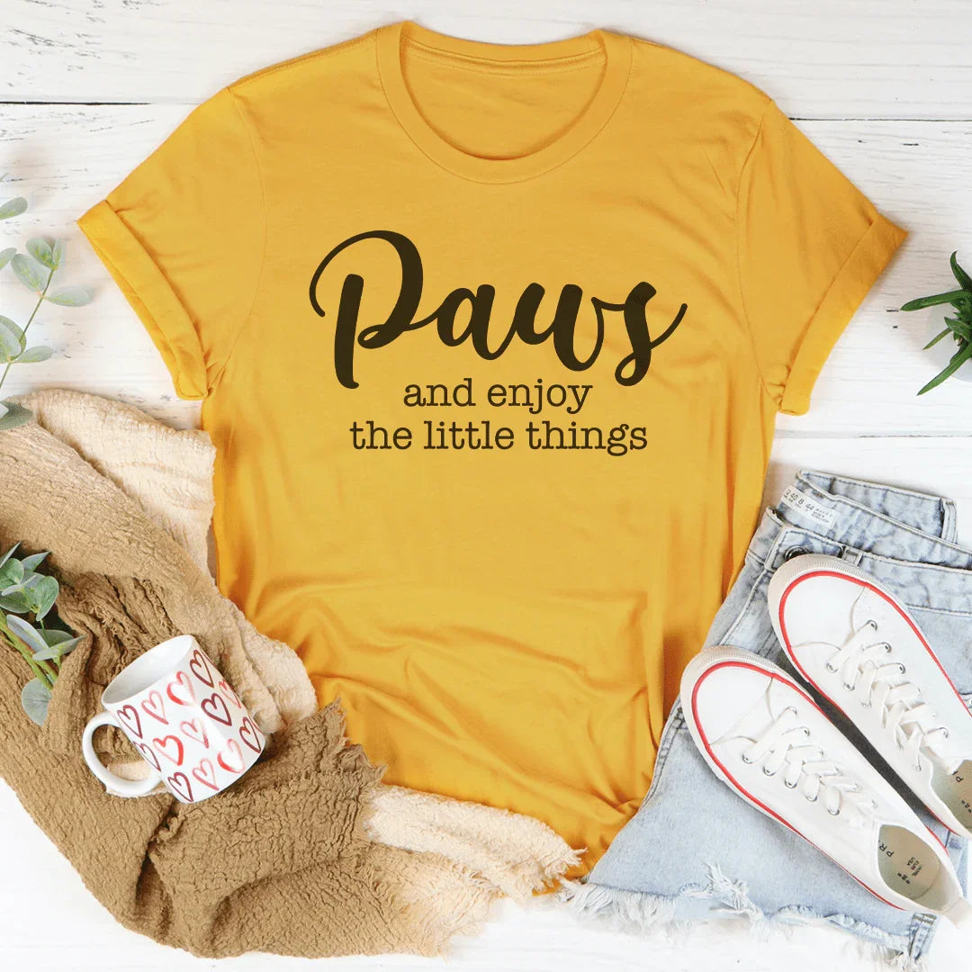 Paws And Enjoy The Little Things Tee Mustard / S Peachy Sunday T-Shirt