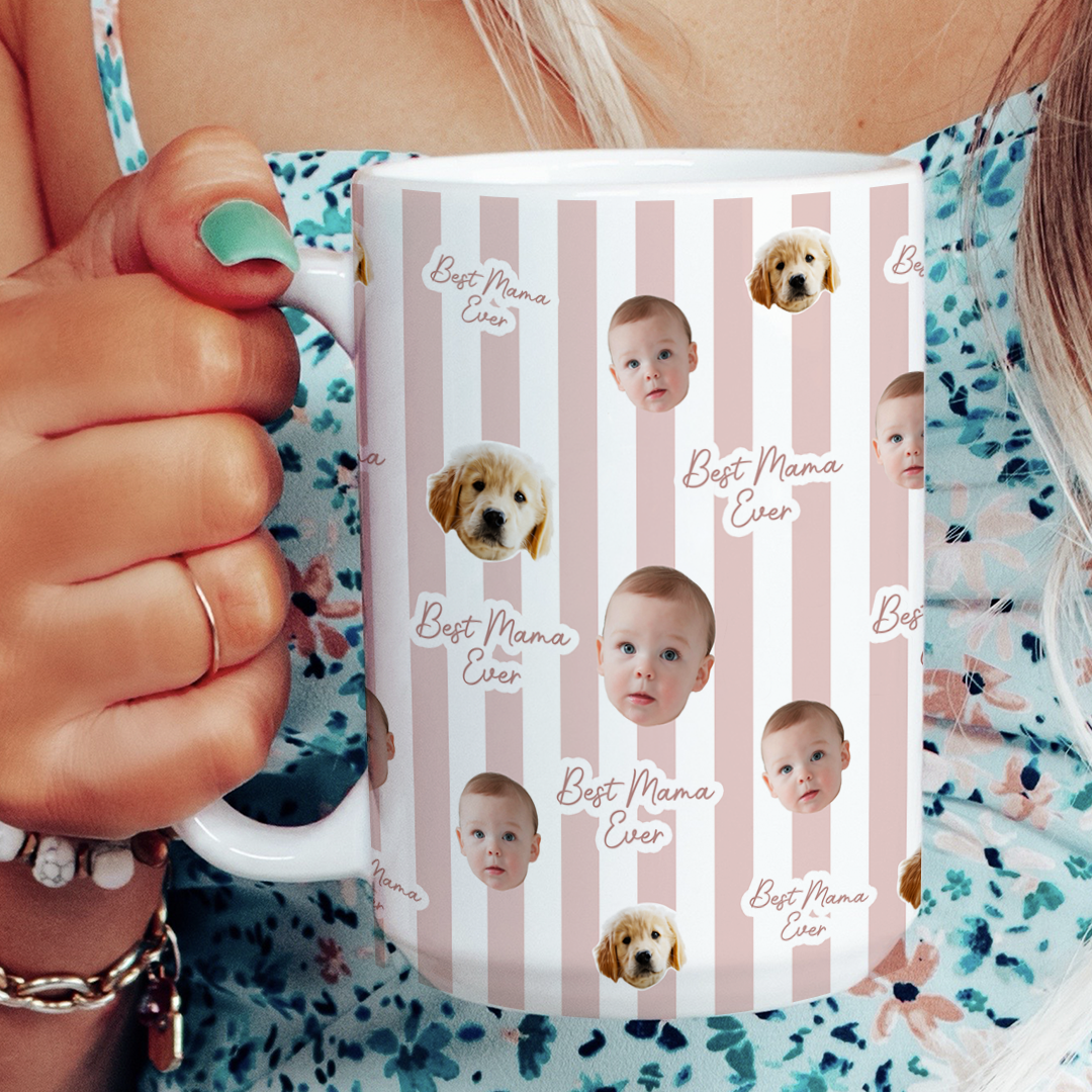 Personalized Best Mama Ever Mug with Baby Face Photo