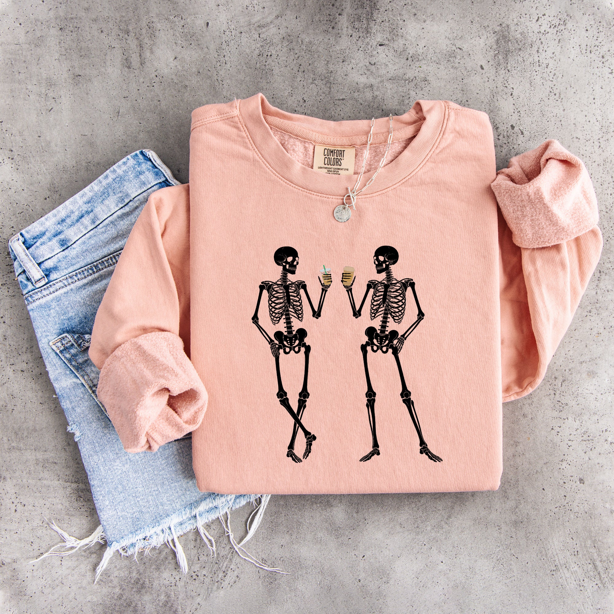 Skeleton Drinking Coffee Sweatshirt