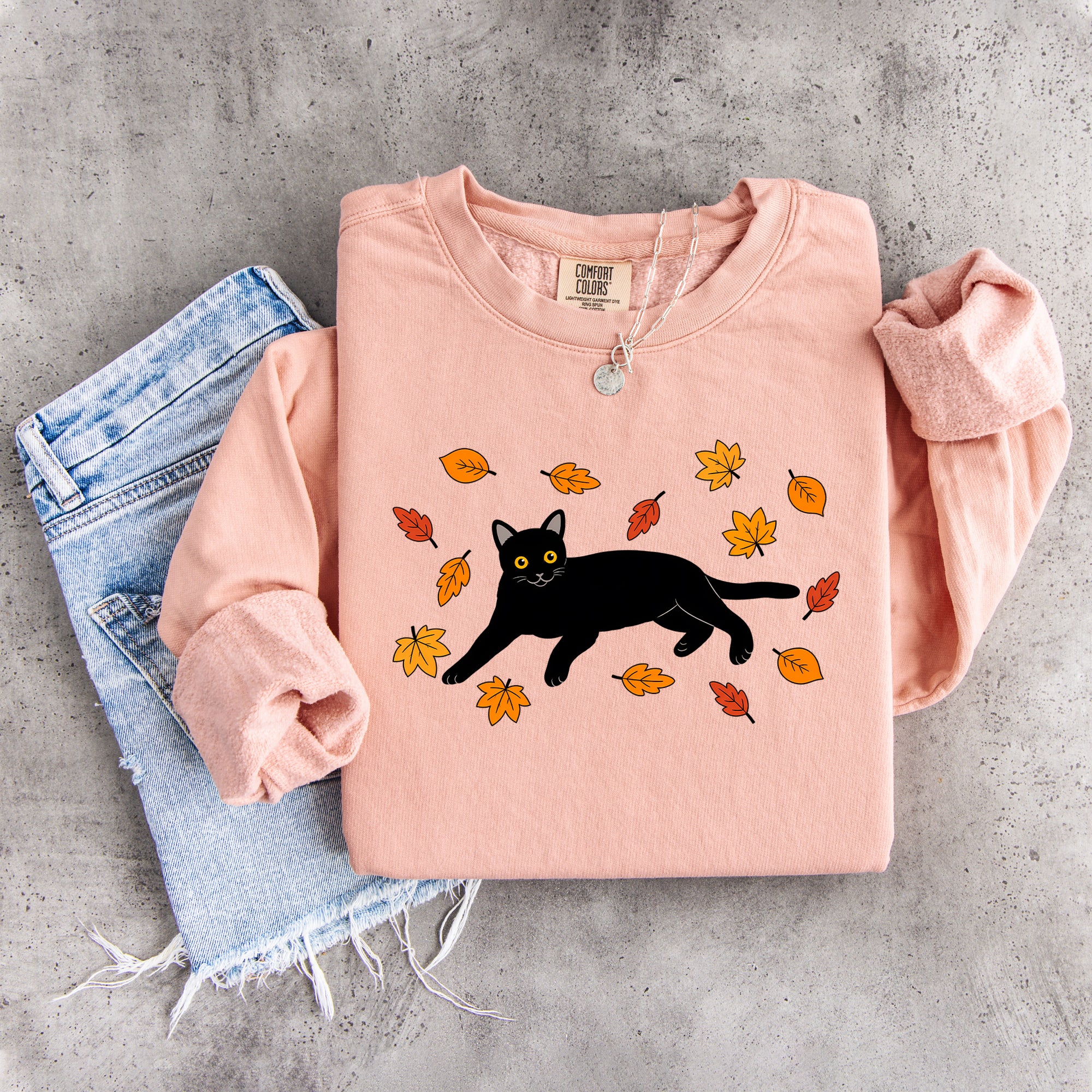 Sudadera otoñal de gato negro