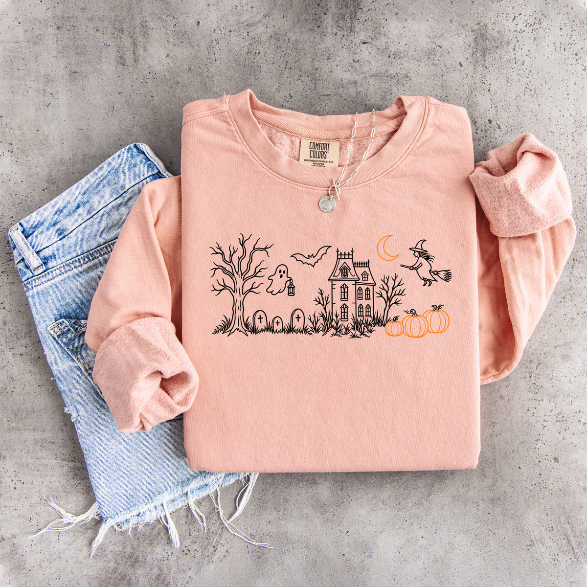 Sweat-shirt brodé « Manoir hanté »