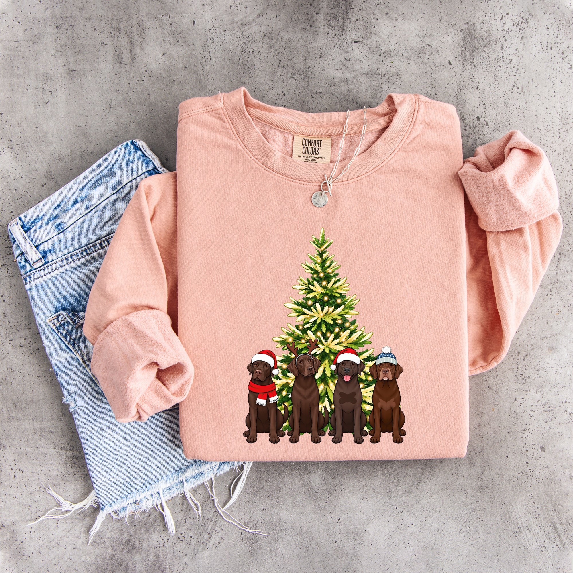 Sudadera navideña de labrador marrón