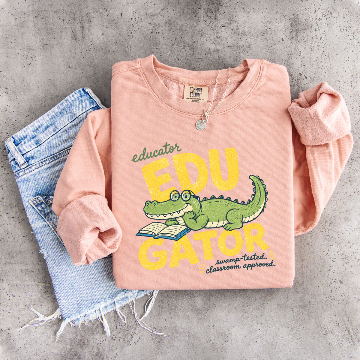 Edu Gator Retro-Alligator-Lehrer-Sweatshirt mit Grafik