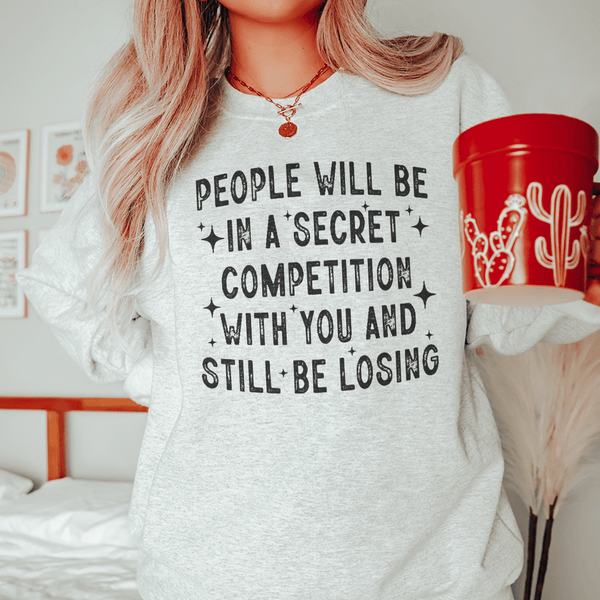 People Will Be In A Secret Competition Sweatshirt Sport Grey / S Peachy Sunday T-Shirt