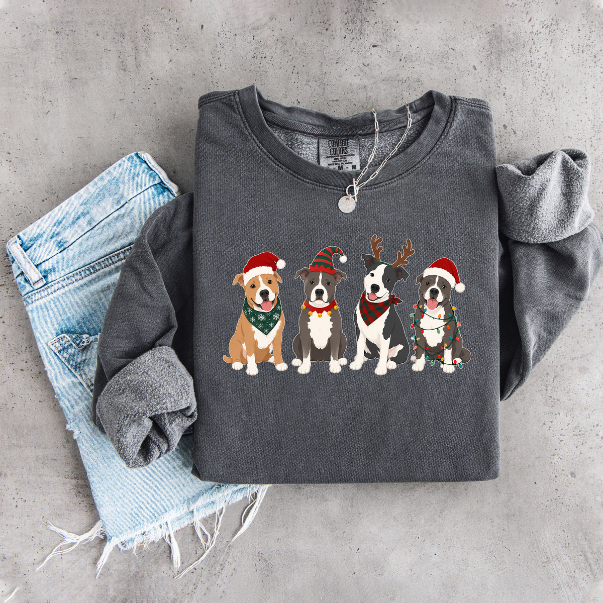 Weihnachtspullover mit Pitbulls