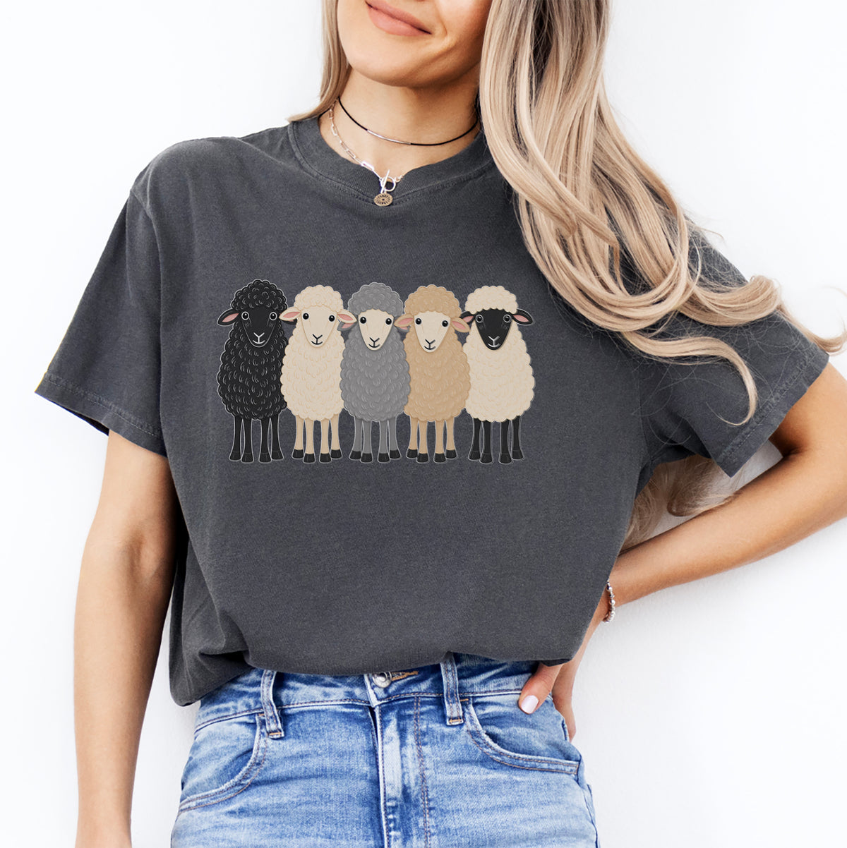 Schaf-T-Shirt im Cottagecore-Stil