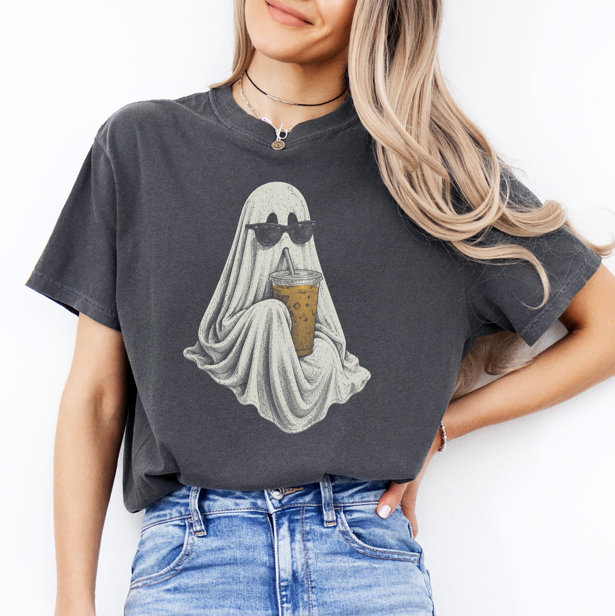 Ghost Drinking Coffee Tee