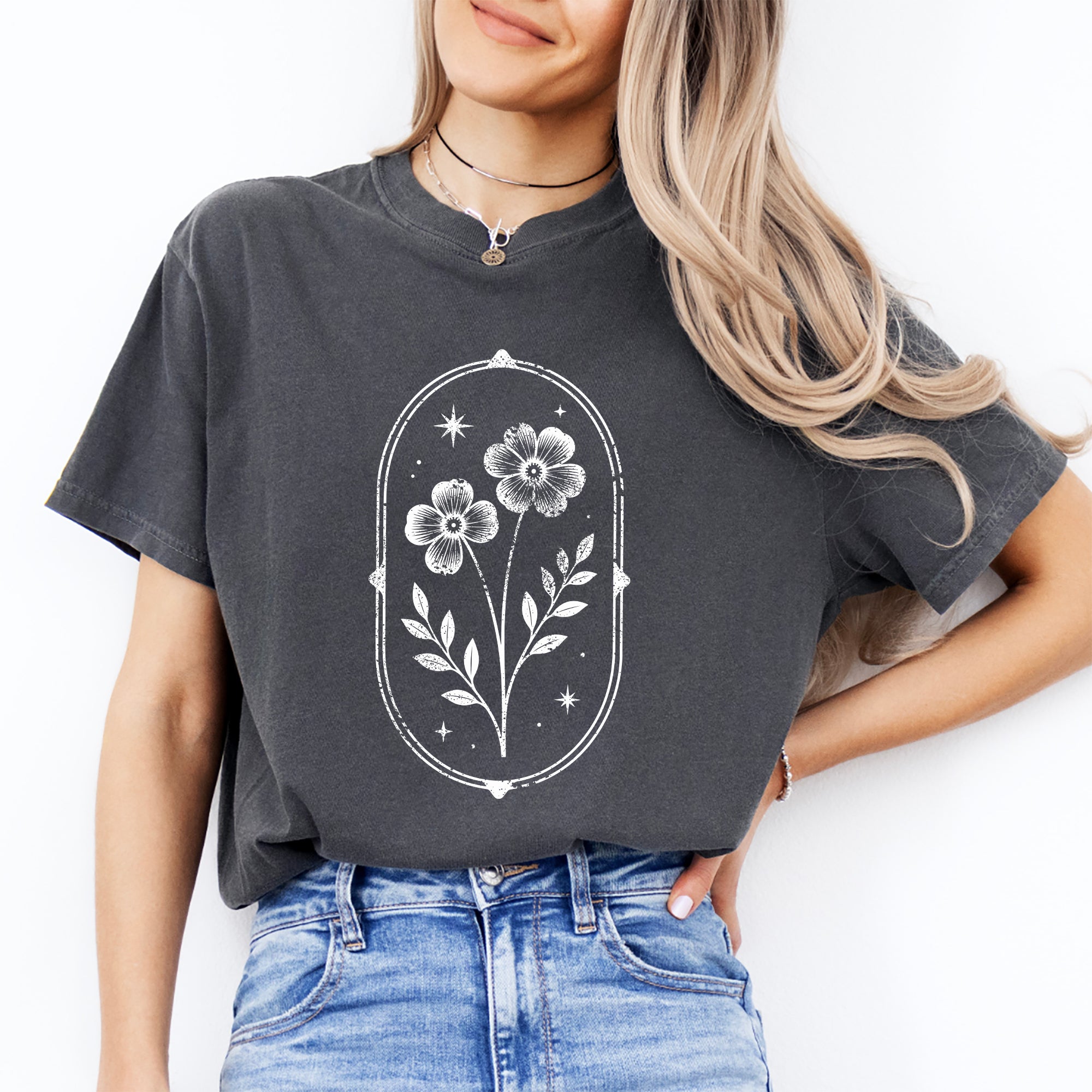 Vintage Linocut Flower Tee