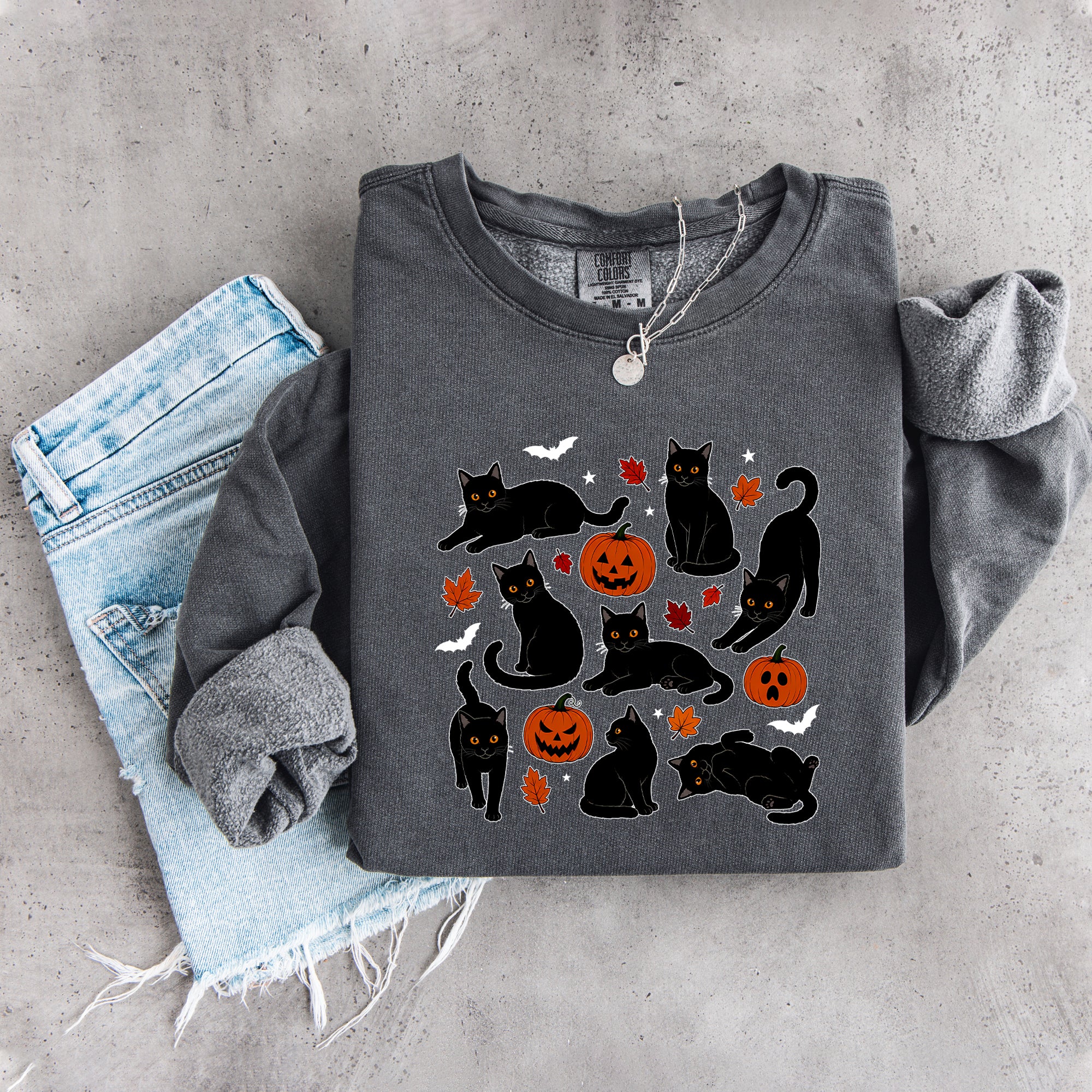 Sudadera de gato otoñal con calabaza