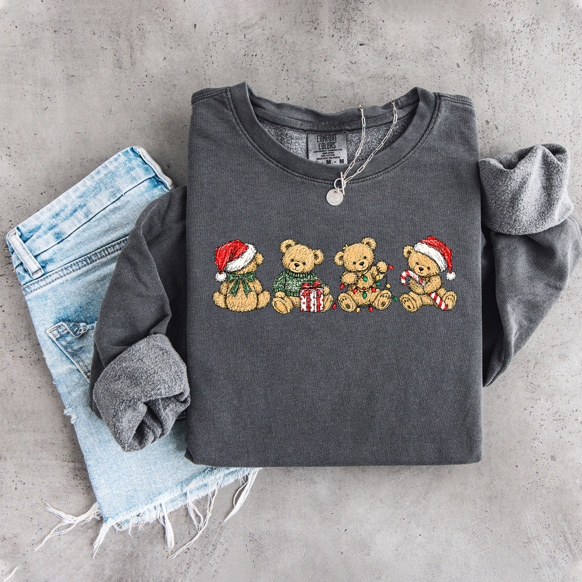Sudadera de ositos de peluche navideños antiguos