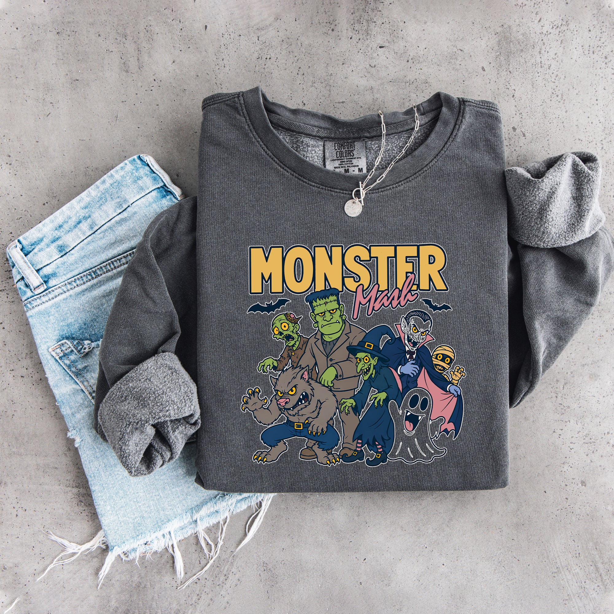 Retro-Halloween-Sweatshirt „Monster Mash“