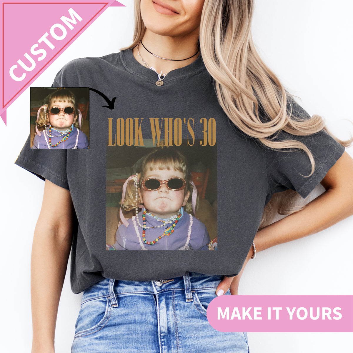 Custom Photo Vintage Birthday Tee