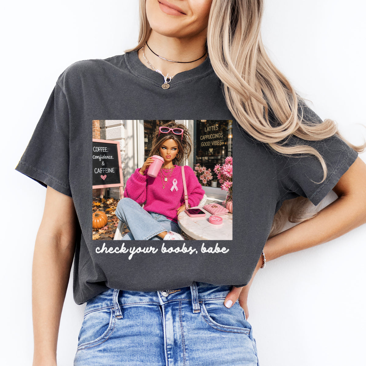 Camiseta «Check Your Boobs Babe» de concienciación sobre el cáncer de mama
